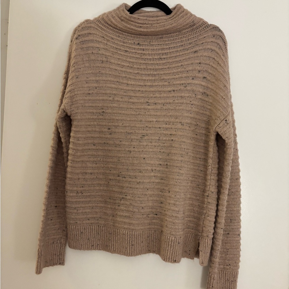 Madewell Cozy Pale Pink Heather Ribbed Mock Neck Sweater Size Small